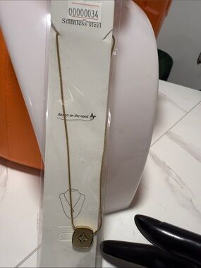 Gold Stainless Steel Pendant Necklace - Gold Color